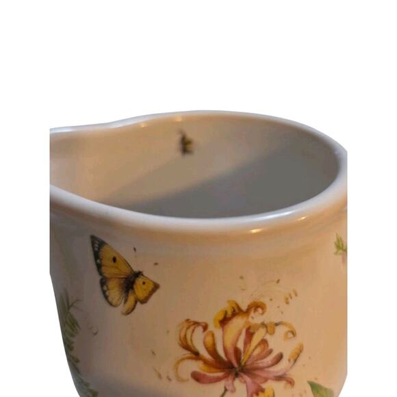 Marjolein Bastin Creamer & Sugar Bowl Ceramic Bird on Lid Wildflower Meadow - Picture 2 of 7